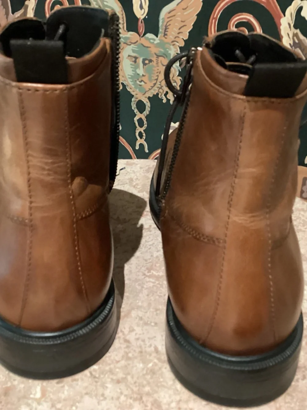 GEOX MEN’S LEATHER LACE-UP BOOT/ZIP SIDE ENTRY - BROWN - SIZE 42EU